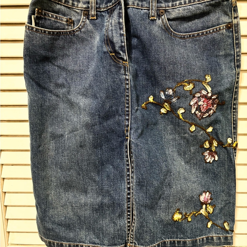 Denim Skirt, Embellished Denim Skirt, Narrow Skirt, Waist Size 24